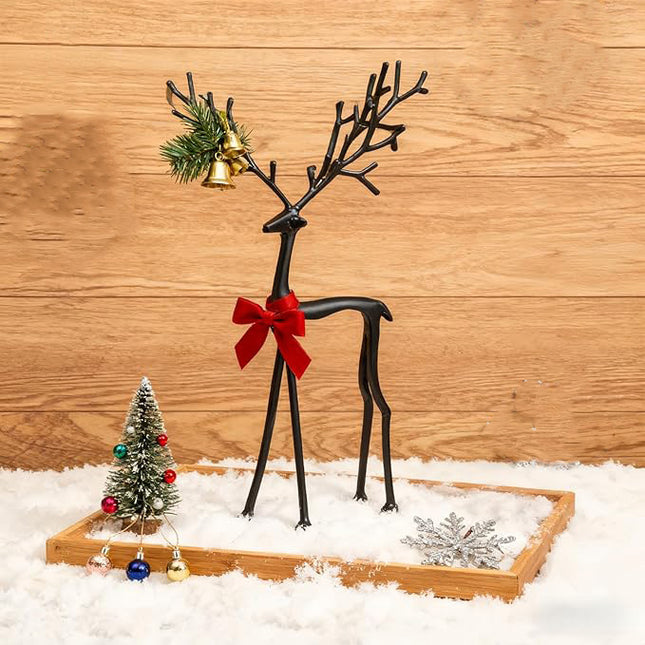 Black Reindeer Statues, Modern Xmas Figurines, Minimalist Christmas Decor, Scandinavian Holiday, Mantel Centerpiece