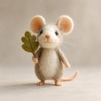 Handmade Needle Felted Mouse- Cute Wool Felt Animal Figurine for Valentine's Day and Home Decor