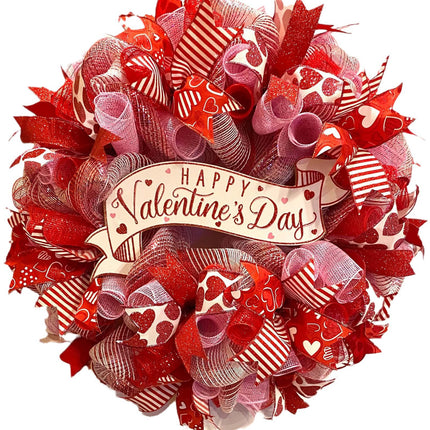 Valentine wreath front door decor holiday seasonal red and white Valentine living room decoration for new home decor for February