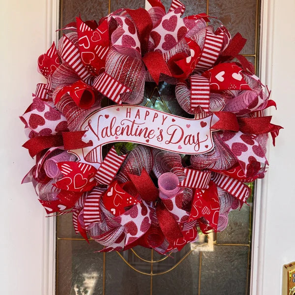Valentine wreath front door decor holiday seasonal red and white Valentine living room decoration for new home decor for February