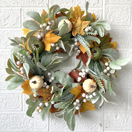 Eucalyptus Wreath | Faux Blueberries & Gold Accents, 16-Inch Door Decor