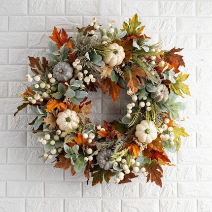 Eucalyptus Wreath | Faux Blueberries & Gold Accents, 16-Inch Door Decor