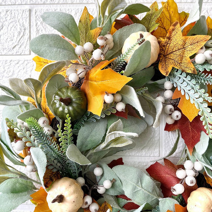 Eucalyptus Wreath | Faux Blueberries & Gold Accents, 16-Inch Door Decor