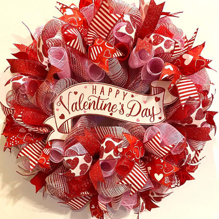 Valentine wreath front door decor holiday seasonal red and white Valentine living room decoration for new home decor for February