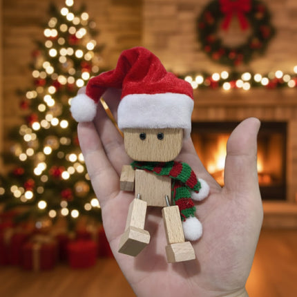 Wooden Man Figurine: Shaking Car Dashboard Decor, Magnetic Accents