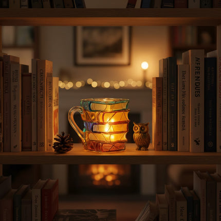 Stacked Books Glass Mug | Creative Gift for Book Lovers