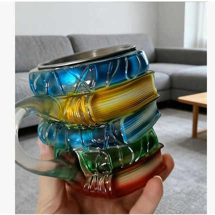 Stacked Books Glass Mug | Creative Gift for Book Lovers