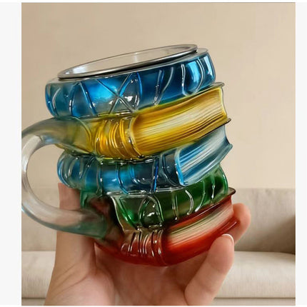 Stacked Books Glass Mug | Creative Gift for Book Lovers