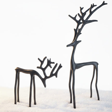 Black Reindeer Statues, Modern Xmas Figurines, Minimalist Christmas Decor, Scandinavian Holiday, Mantel Centerpiece